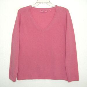 BRUNELLA GORI Lambswool Cashmere V-Neck Sweater Womens Size L Rosy Pink